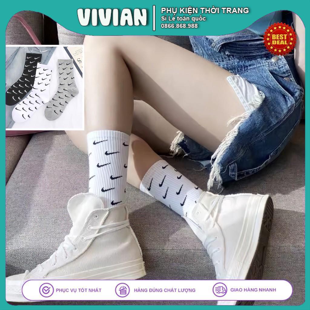 Vớ Nike cổ cao [ PHẨY LOGO ] Tất cao cổ Vintage phong cách thể thao - HÀNG HOT