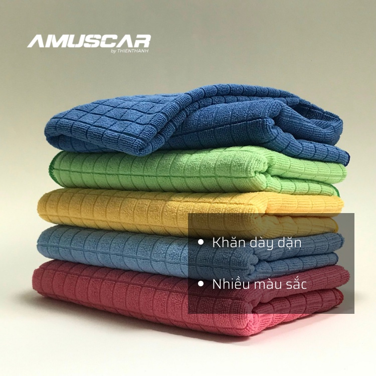 COMBO 2 màu khăn lau xe đa năng Microfiber size 35x40cm AmusCar