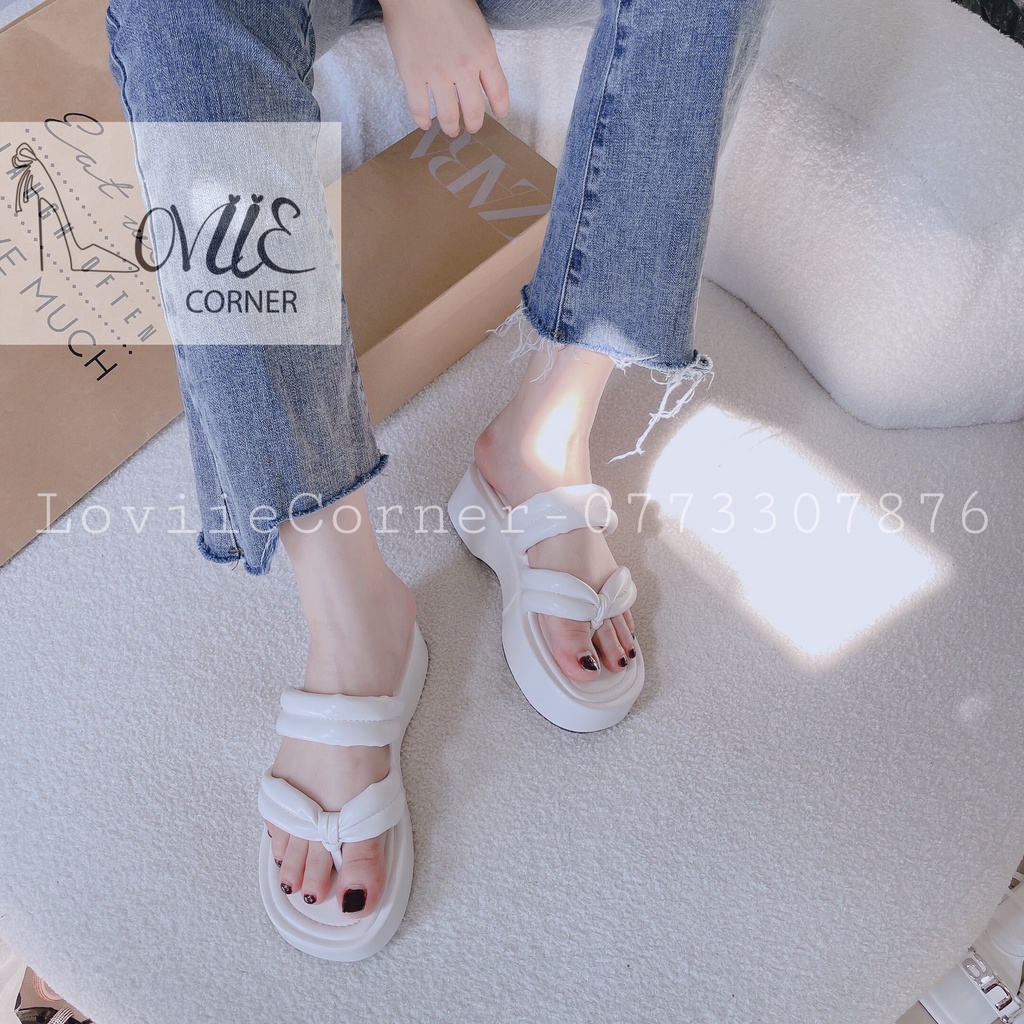 GIÀY NỮ CAO CẤP  LOVIIECORNER - DÉP THỜI TRANG QUAI NGANG XỎ NGÓN PHỒNG- GIÀY ĐẾ XUỒNG 4-5 PHÂN D220869