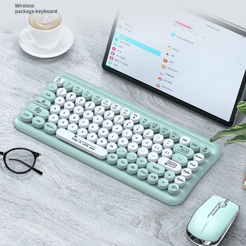 Bộ phím chuột không dây Wireless LangTu LT700 nút tròn 87 Key - phiên bản silent bấm cực êm (3 màu tùy chọn)