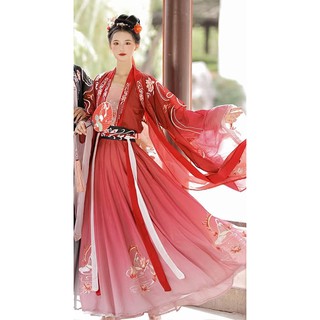 CÓ SẴN Bộ Hán phục thắt eo váy 6m thêu full có khoác giá rẻ