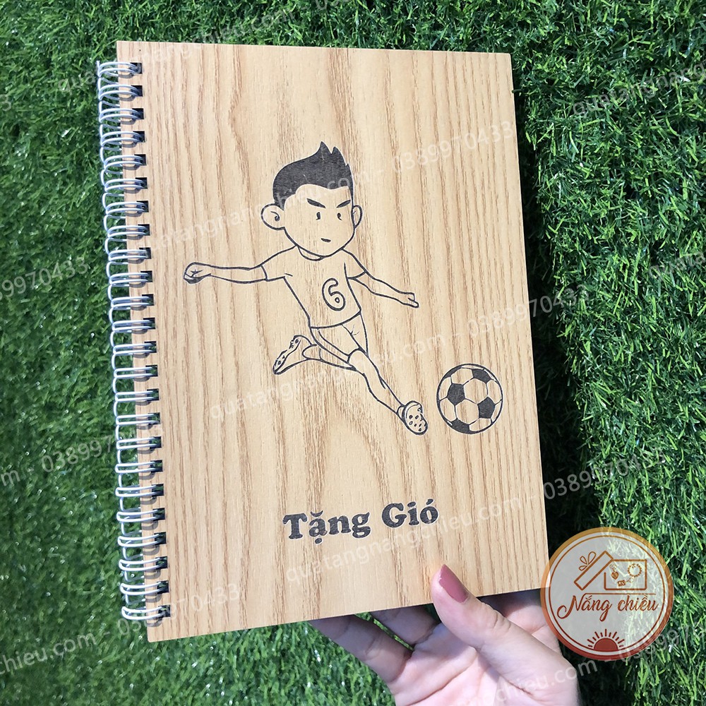 Sổ tay bóng đá dành cho các cầu thủ nhí - Sổ bìa gỗ gáy xoắn lò xo khắc và thiết kế theo yêu cầu