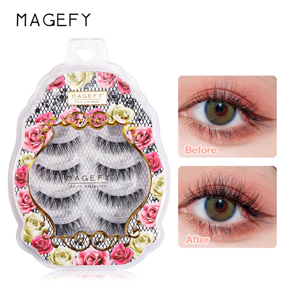 Set 4 cặp mi giả MAGEFY cong dài tự nhiên mềm mại
