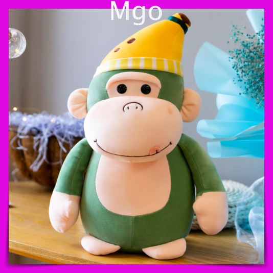 Gấu Nhồi Bông Teddy Hình Khỉ Con Đội Mũ Chuối Thú Nhồi Bông Hình Khỉ Siêu Dễ Thương 24cm 50cm