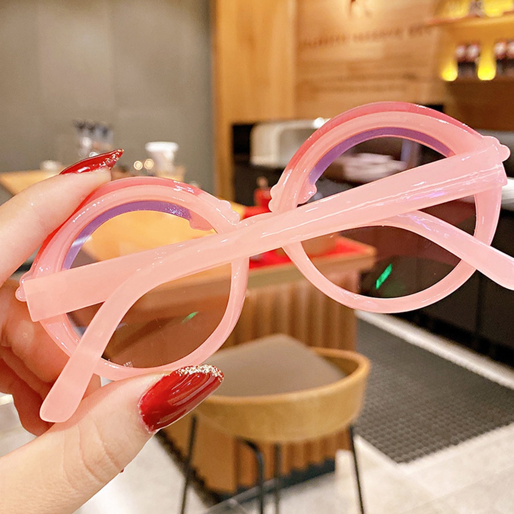 Kính Mát Gọng Tròn Chống Tia UV Màu Sắc Cầu Vồng Dễ Thương Dành Cho Bé Gái
