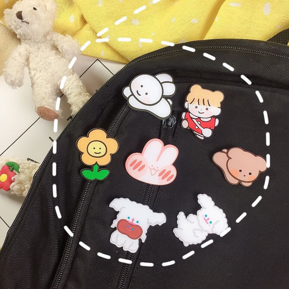 Ghim huy hiệu cài áo quần, balo, cặp, túi xách tote phong cách ulzzang Hàn quốc vintage, trâm pin cài áo acrylic cute