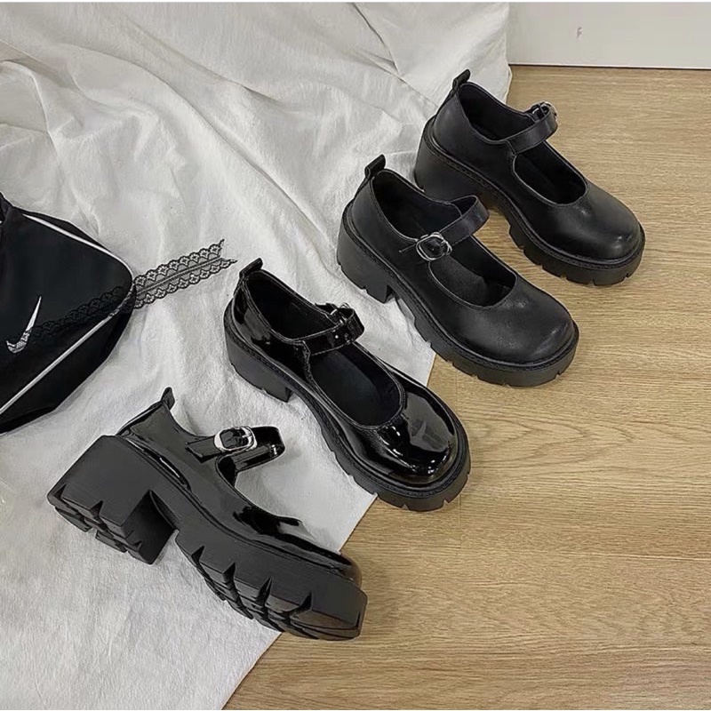 Giày búp bê có quai Mary Jane đế cao vintage Yannie Lolita ulzzang Hàn Quốc