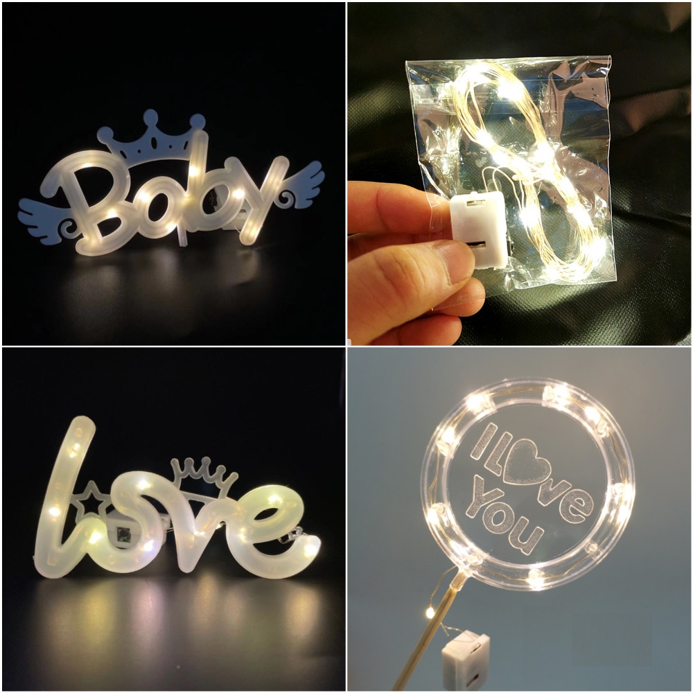 Đèn LED trang trí hoa sáp, đèn LOVE trang trí bánh kem, trang trí Noel, lễ Tết