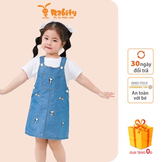 Váy yếm giả jean bé gái RABITY thêu hình chú chó 91018