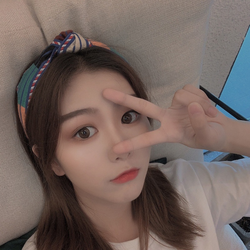 Băng Đô Dệt Kim Co Giãn Bản Rộng Kẻ Sọc Màu Khối Xoắn Cổ Điển Mùa Thu Hàn Quốc Cho Nữ