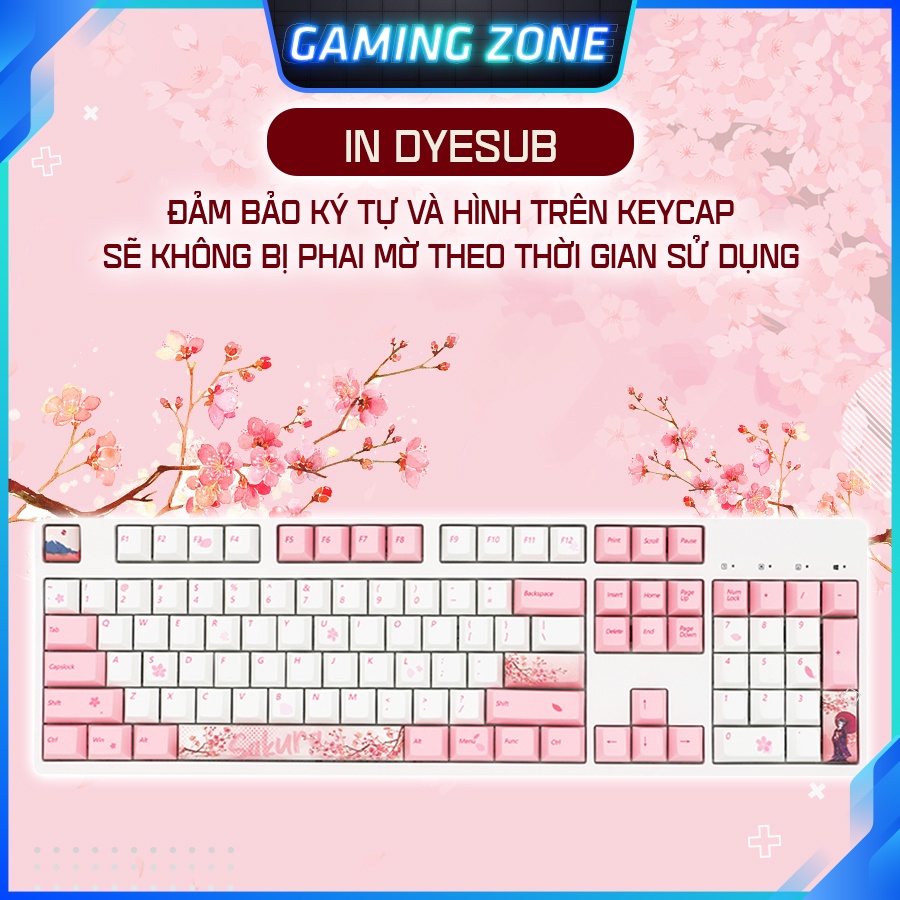 [Mã 252ELSALE hoàn 7% đơn 300K] Keycap bàn phím cơ Sakura Nhật Bản nhựa PBT 110 phím siêu đẹp