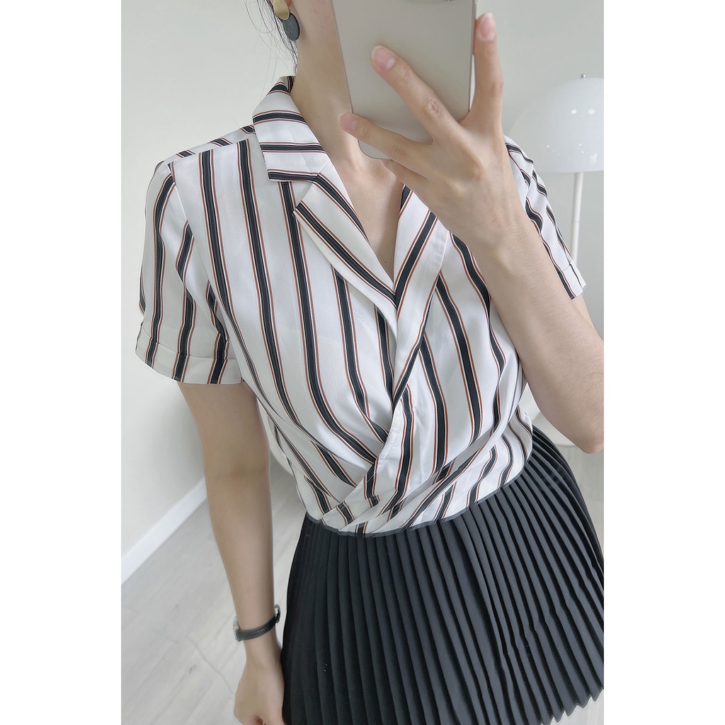 Áo Sơ Mi VIEN TRAN Cổ Hai Ve Vặn Eo Khóa Sườn V61B22H011
