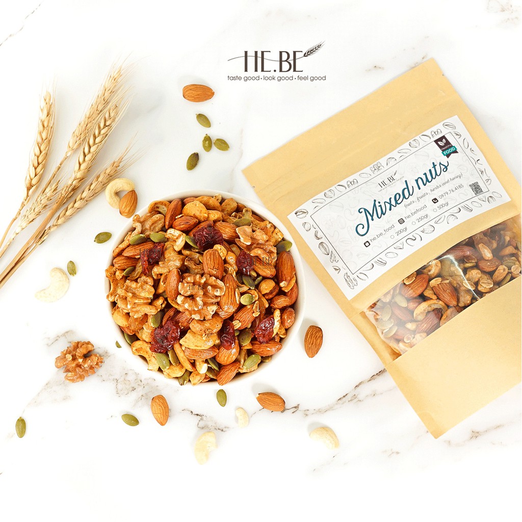 [Mã SKAMSALE06 giảm 10% tối đa 100K đơn 150K] Mix Nuts Granola Full Hạt Nướng Mật Ong (Rất Ít Yến Mạch) by Hebe | BigBuy360 - bigbuy360.vn