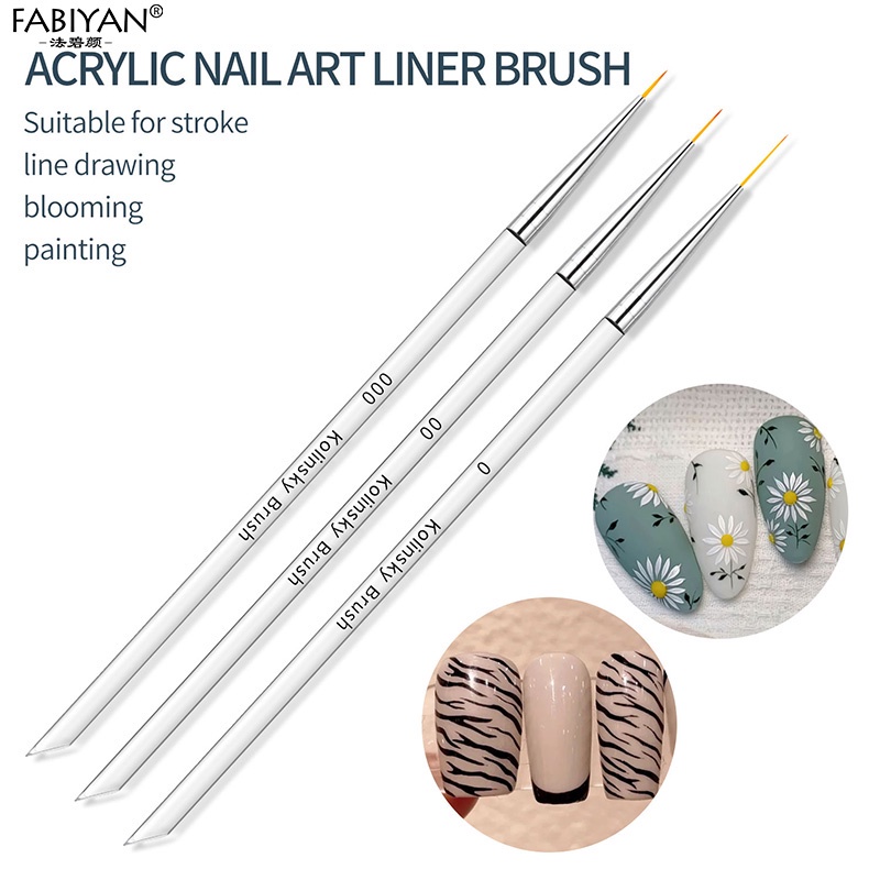 Bộ 3 cây cọ vẽ móng trang điểm móng tay Fabiyan bằng acrylic chuyên dụng
