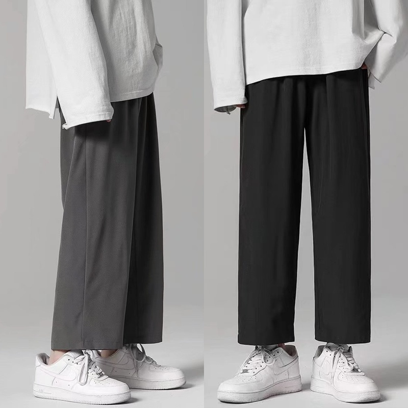 Quần Dài Ống Rộng Màu Trơn Thời Trang Mùa Hè Hàn Quốc Cho Nam Size M-4xl