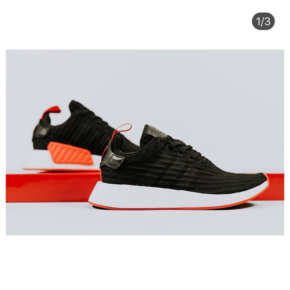 Giày NMD R2 Đen tem đỏ cho Nam/Nữ