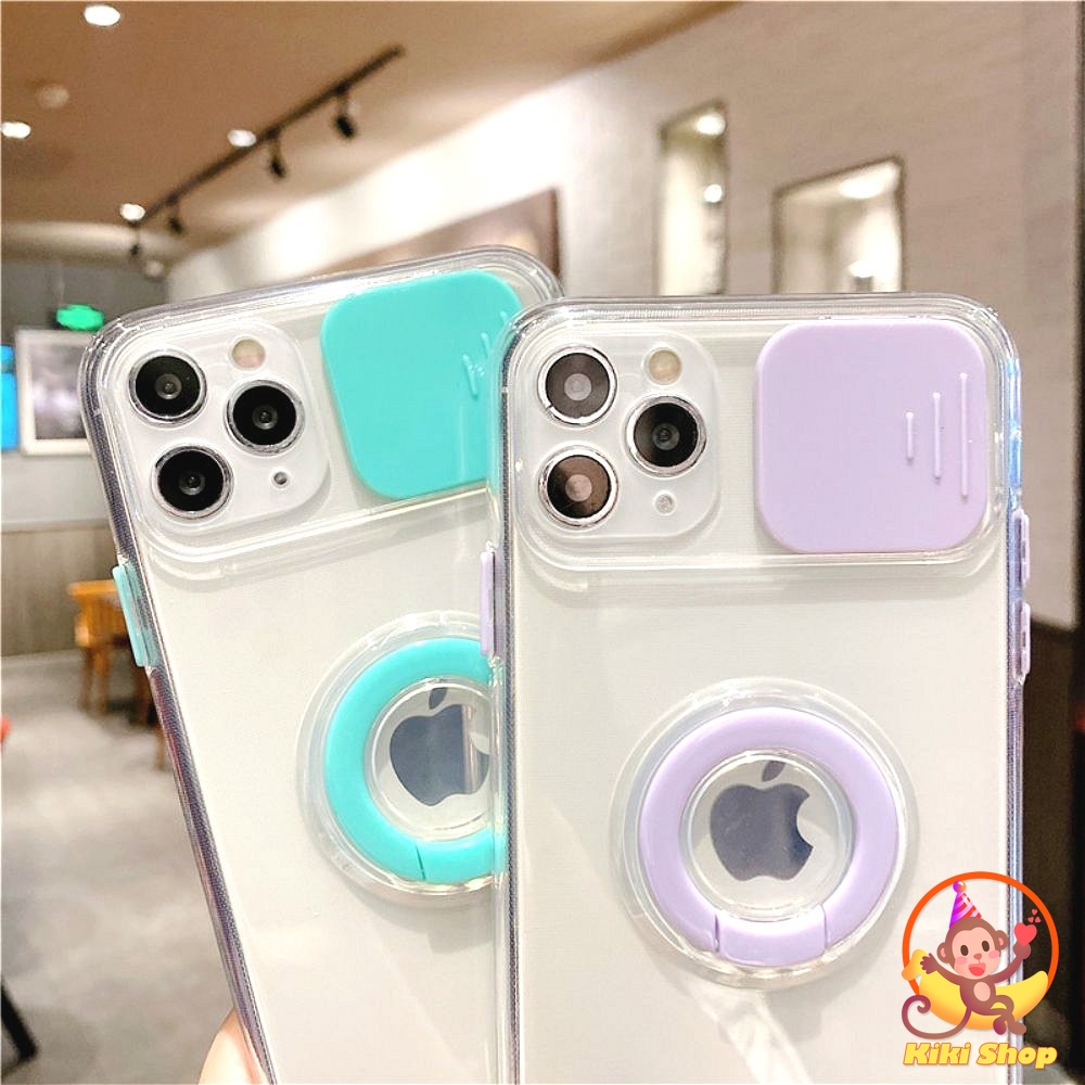 Ốp điện thoại TPU bảo vệ camera kèm móc xỏ ngón cho Iphone 12 11 Pro Max X Xs Max Xr 8 7 Plus