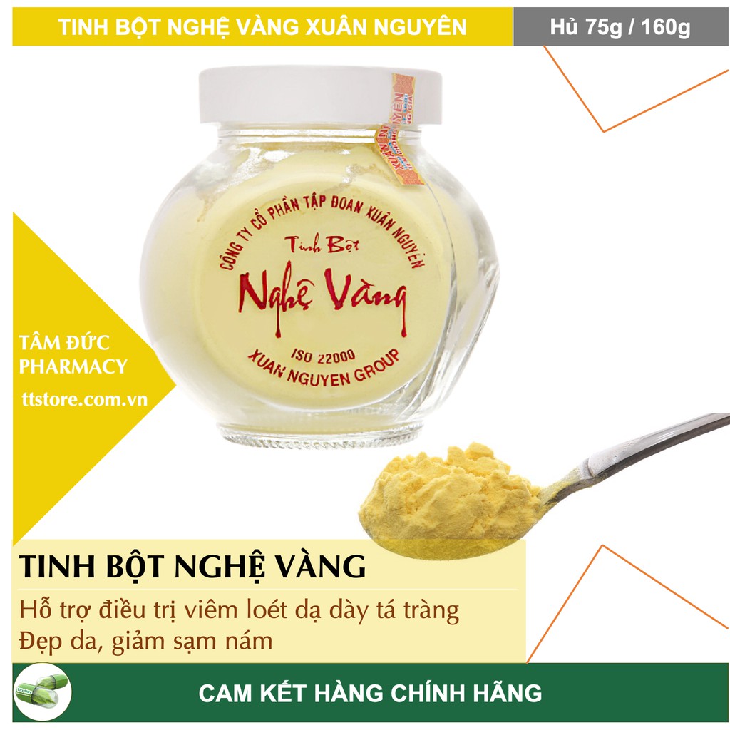 Tinh bột Nghệ vàng Xuân Nguyên [Hủ 75g / 160g] - Tinh bột nghệ nguyên chất 100%, cao cấp