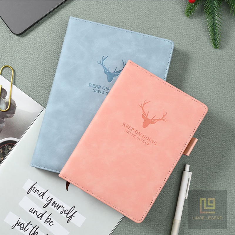 Sổ tay ghi chép công việc bìa da PU A5 360 trang- Họa tiết Never Give Up Notebook LavieLegend