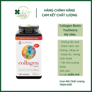 Viên uống Collagen và Biotin Youtheory, Mỹ giúp làm đẹp da, móng chắc khỏe, tóc óng mượt