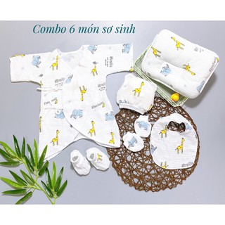 Hộp quà sét 6 món sơ sinh vải Xô Cotton Hàn