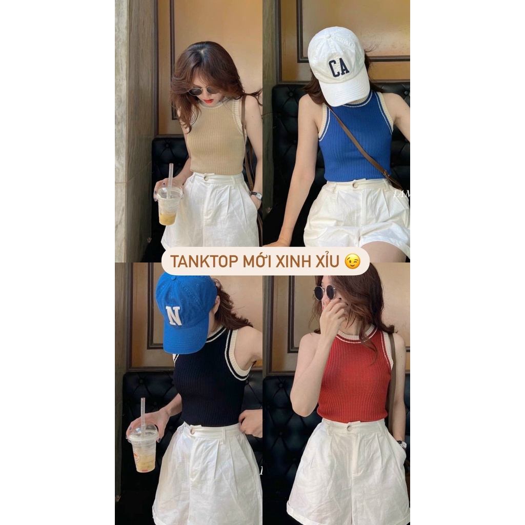 Áo Tanktop len gân viền