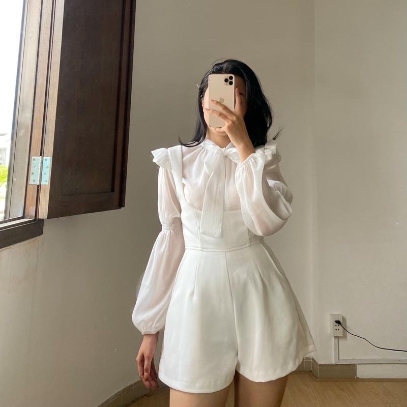 Set áo nơ và quần yếm