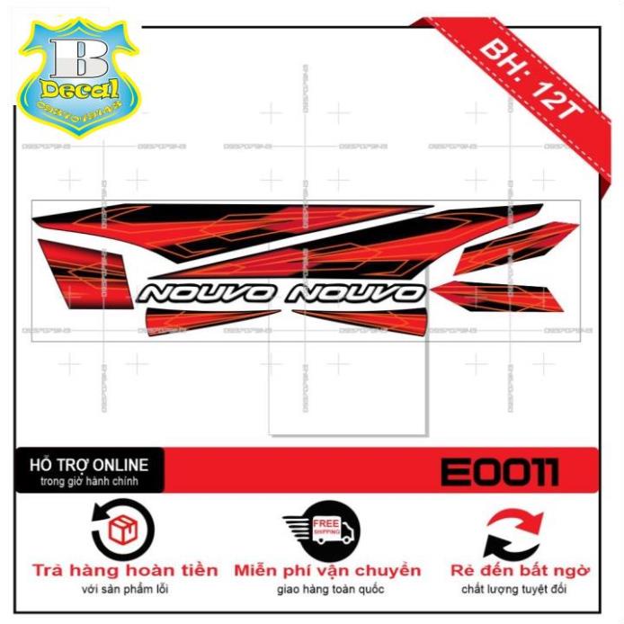 ( Quí khách vui lòng mang ra tiệm cho thợ dán ) Tem NOUVO 2,3 ZIN ĐỎ ĐEN [Bi Decal]