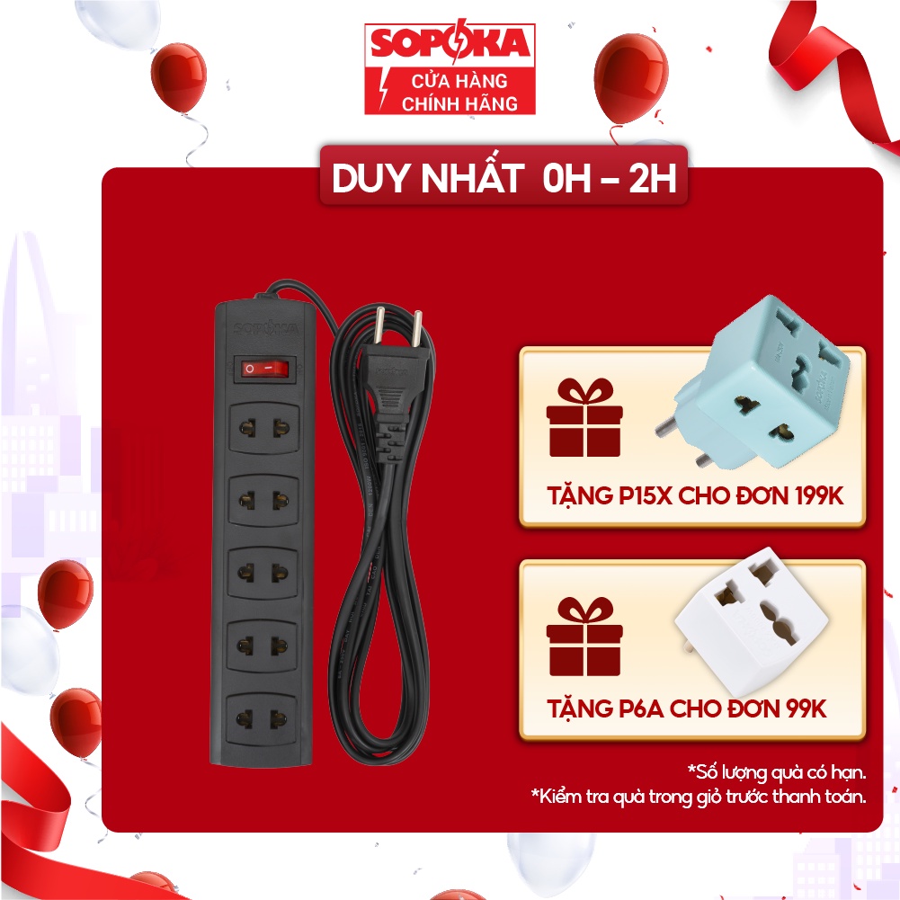 Ổ cắm điện đa năng SOPOKA mã S tiện lợi chịu tải 1200W an toàn