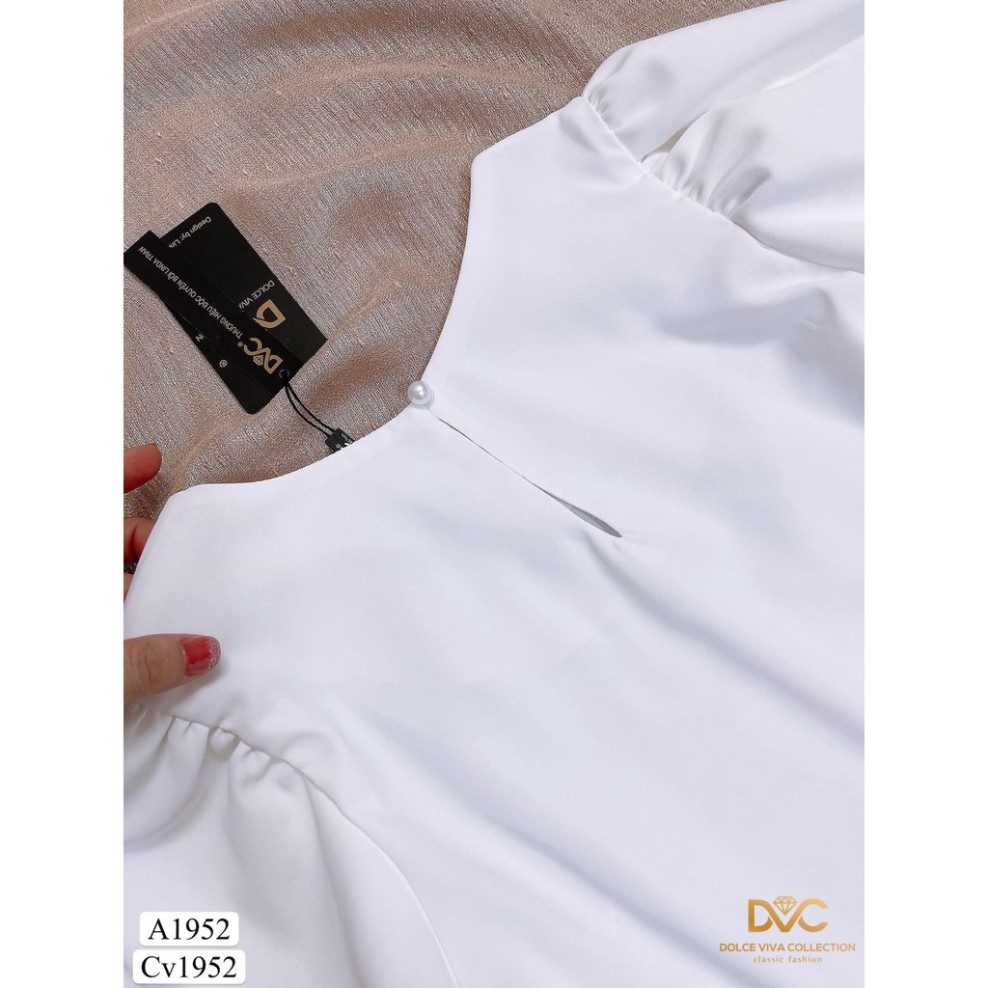 Set áo trắng tay bồng chân váy phối trắng đen S1952