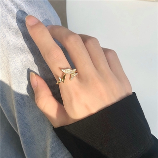 BUTTERFLY Nhẫn Hình Bướm Đính Đá Phong Cách Hàn Quốc F293