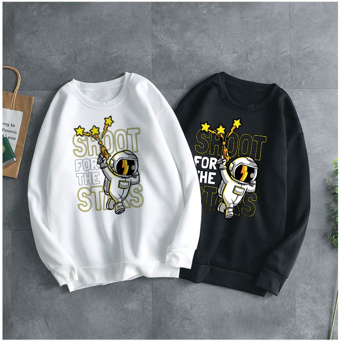 Áo dài tay Sweater Nỉ Bông chất dày đẹp Unisex Nam Nữ Phi Hành Gia Siêu Đẹp - sweater từ áo thun 360