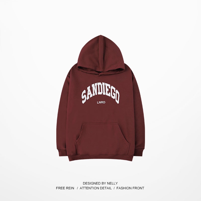 Áo hoodie Nelly nỉ lót lông in hình "SANDIEGO' áo nỉ Sandiago