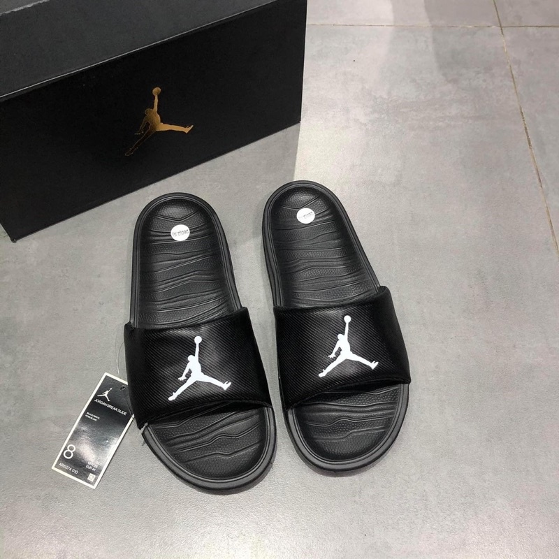 Dép quai ngang Jordan Break Slide  màu Đen Logo Trắng | PiuPiu Authentic