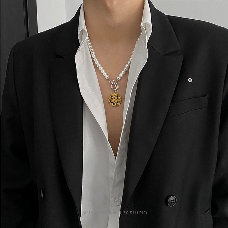 Vòng cổ Ngọc Trai Mặt Cười Đơn Giản Cho Cặp Đôi