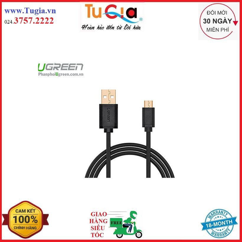 Cáp Micro USB To USB 2.0 Mạ Vàng Ugreen 10834, 10835, 10836, 10837, 10838, 10839 màu đen - Hàng Chính Hãng