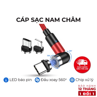 Dây sạc nam châm TOPK AM59 Đầu xoay 360 độ - Hàng chính hãng