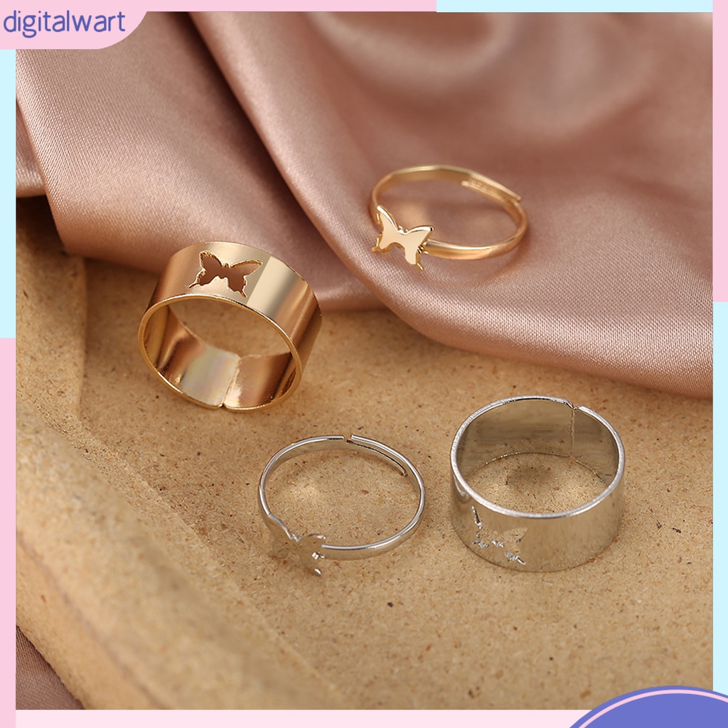 Bộ 2 Nhẫn Hợp Kim Hình Bướm Thời Trang Dành Cho Cặp Đôi
