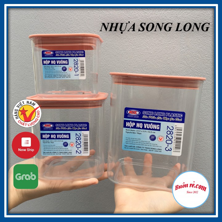 Bộ 3 hộp đựng thức ăn Hàn Quốc Vuông Song Long 2820 cao cấp -Buôn rẻ 01014