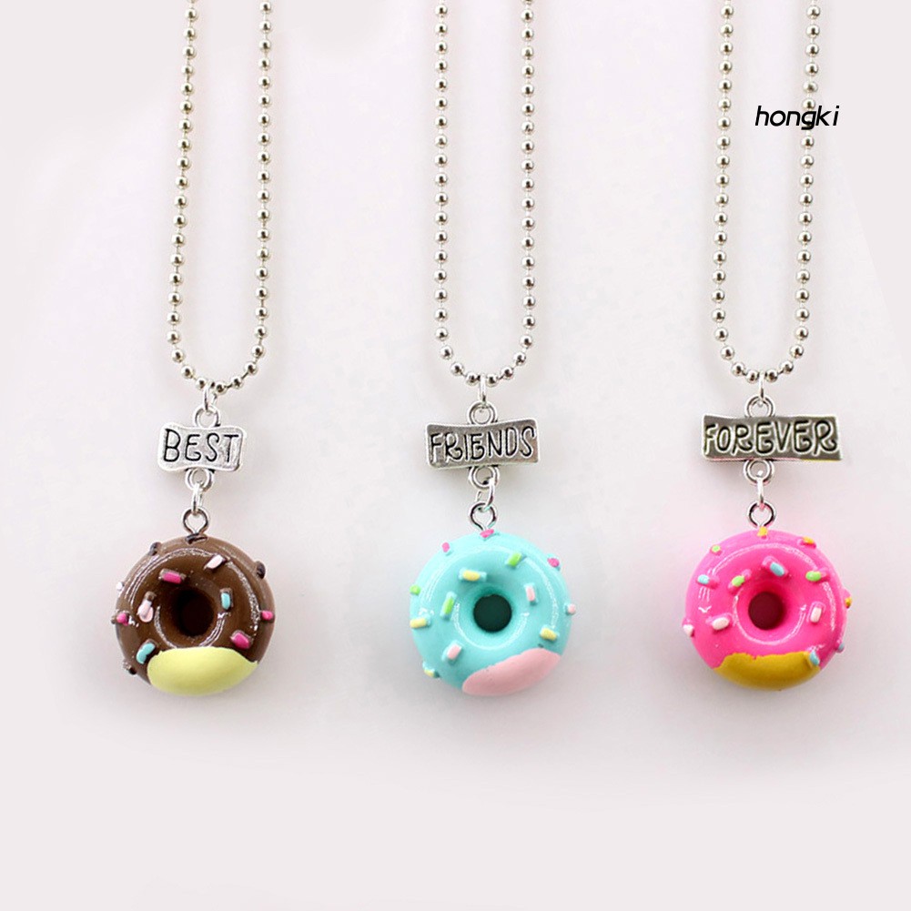(Hàng Mới Về) Set 3 vòng cổ Tình Bạn Mặt Hình Bánh Donut Xinh Xắn