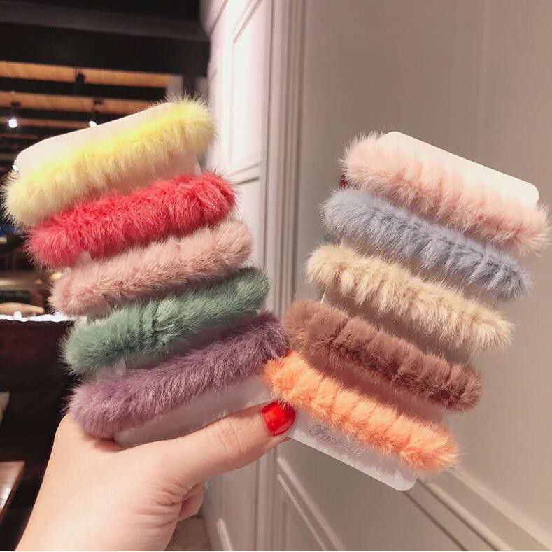 Dây cột tóc lông nhiều màu ngẫu nhiên xinh xắn thời trang cho nữ