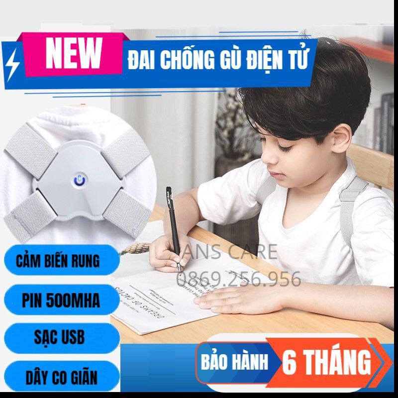 Đai chống gù lưng điện tử {LOẠI CHUẨN} dùng cho người lớn trẻ em bé trai bé gái học sinh thông minh báo rung Nhật Bản