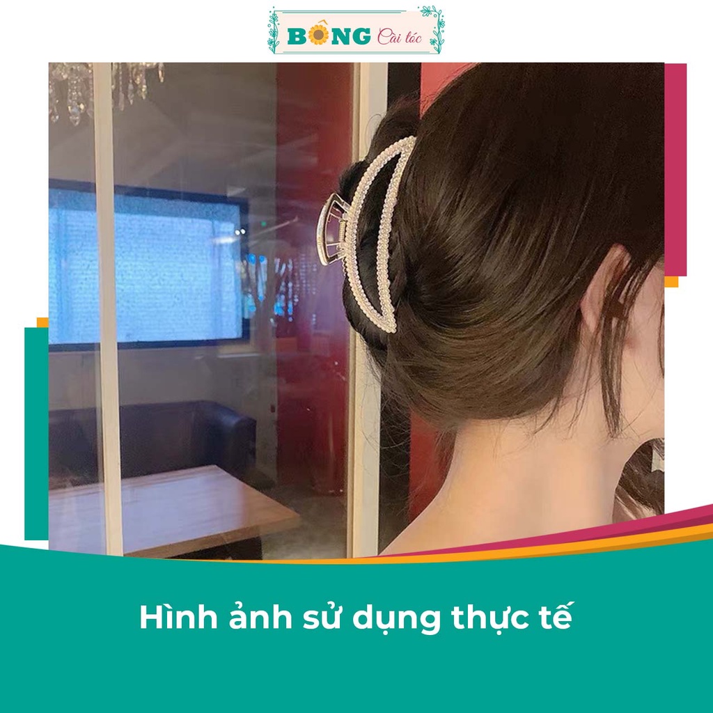 Kẹp tóc kim loại đính đá hình bán nguyệt phong cách Hàn Quốc kích thước 11cm KKL40 - kẹp tóc BÔNG Cài Tóc