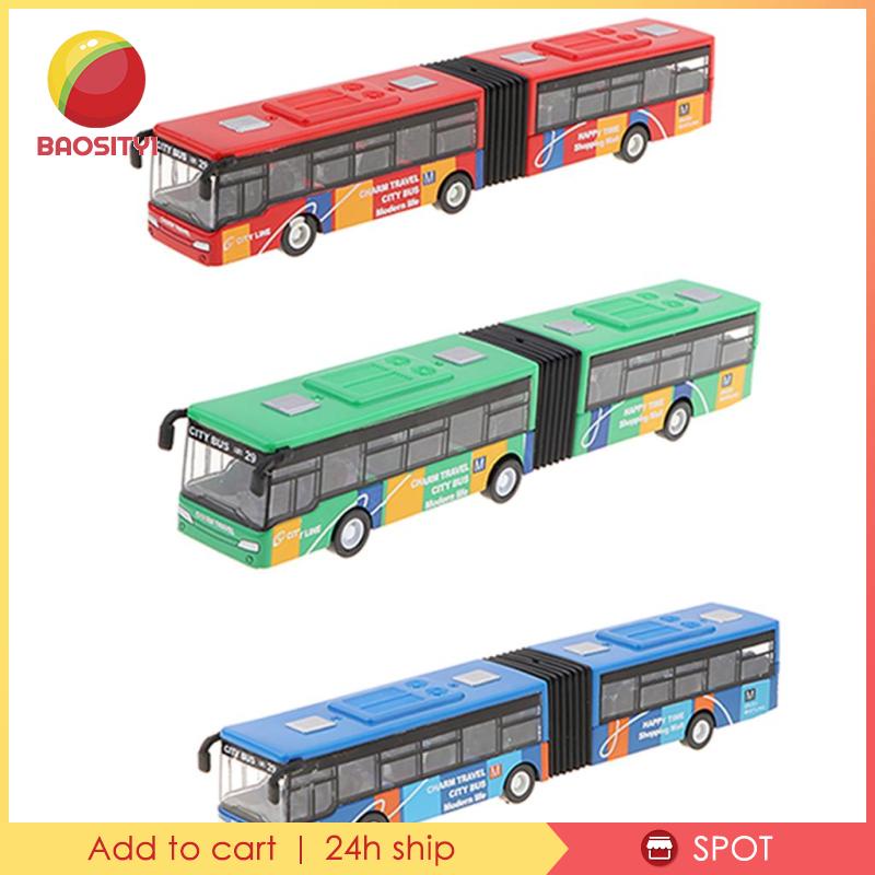 1:64 Alloy Two Compartments City Bus Pull Back Car Metal Collection Model Red