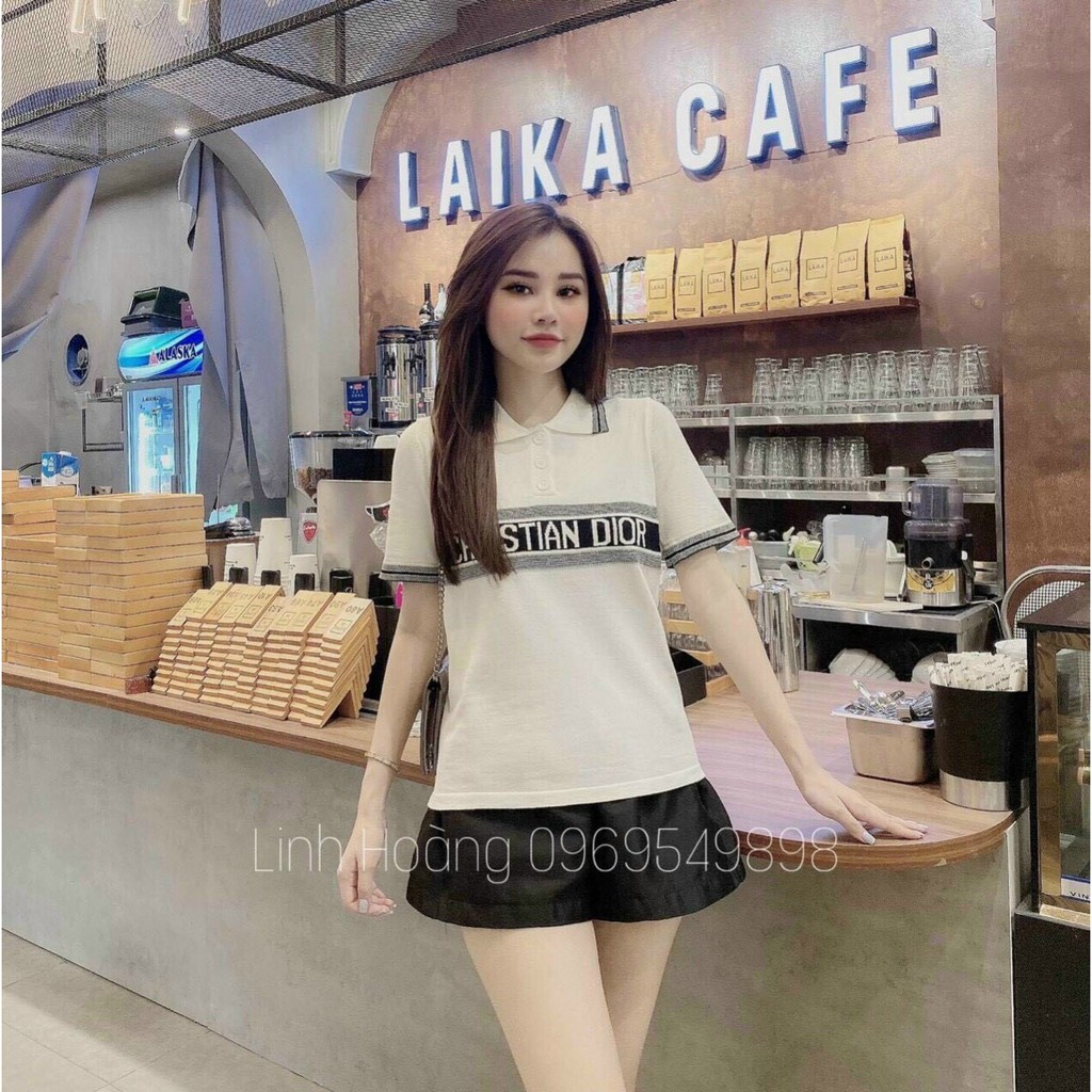 Áo phông len cổ đức sọc kẻ hàng đẹp bán shop