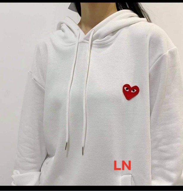 [Mã FAMAYWA2 giảm 10K đơn 50K] Áo hôdie nỉ bông lô gô tim đỏ, áo hoodie dáng rộng