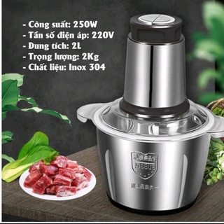 Máy xay thịt đa năng 2L inox 4 lưỡi dao thép không gỉ,máy xay đa năng xay sinh tố xay thịt xay ngũ cốc