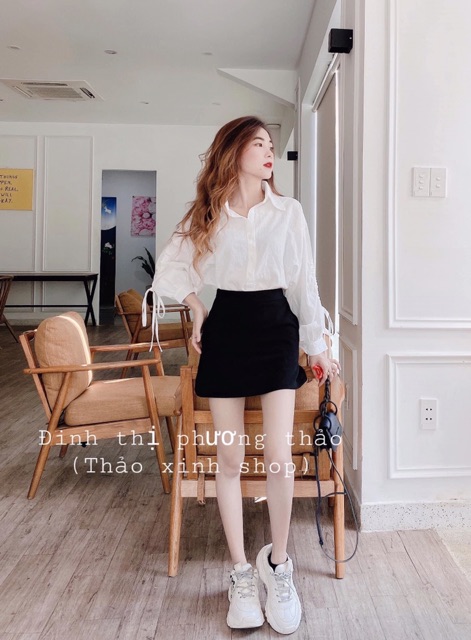 áo sơmi trắng oversize form rộng tay phồng rút dây (ảnh thật) | BigBuy360 - bigbuy360.vn