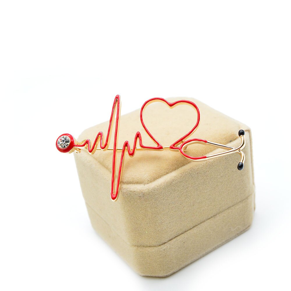 Ghim Cài Áo Hình Nhịp Tim Bằng Đồng Tráng Men BR10-0072