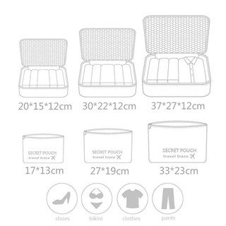 Bộ 6 Túi đựng sắp xếp đồ du lịch